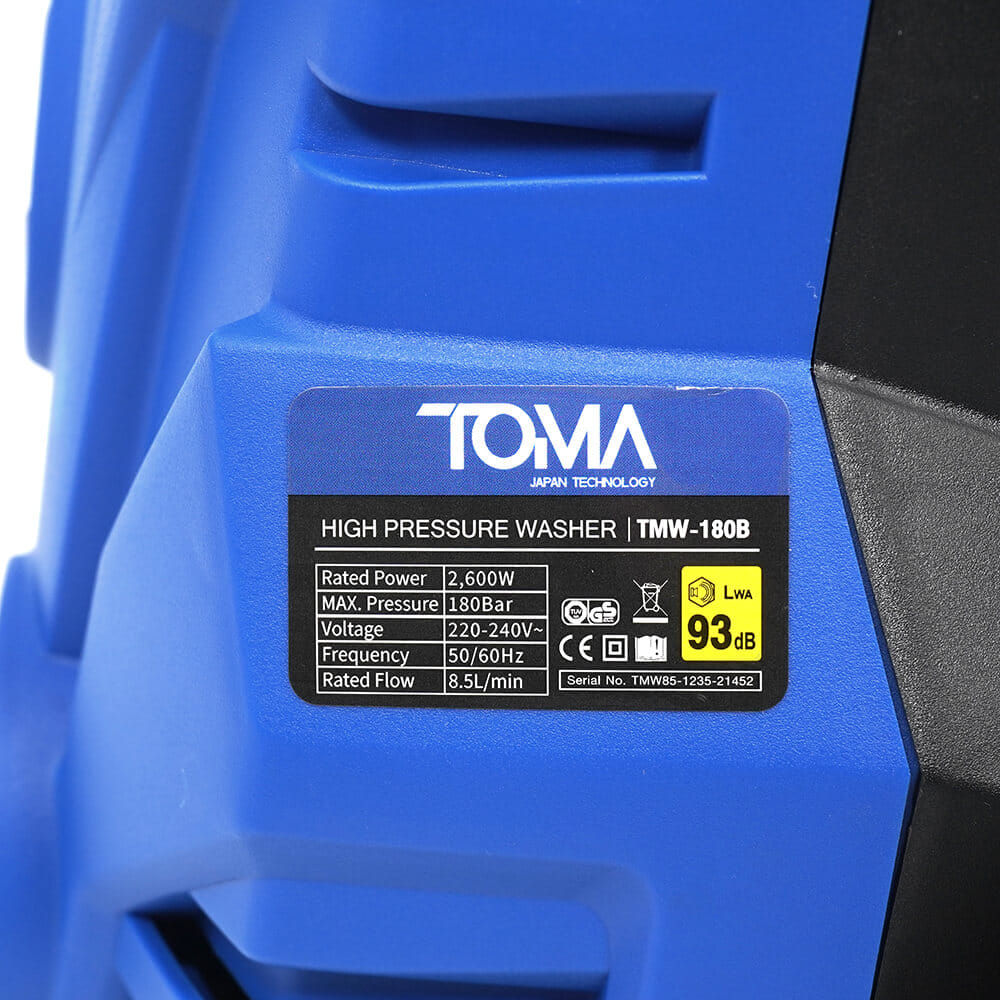 เครื่องฉีดน้ำแรงดันสูง TOMA JAPAN รุ่น TMW-180B 180 บาร์ 2600 วัตต์_5